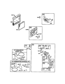 Carburetor/Air Cleaner Diagram and Parts List for 124T02-3847-EA  Briggs and Stratton Engine
